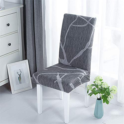 Universal Stuhlhussen Set Stuhlbezug Sitz Stretch Beschützer, Treer Geometrie Abnehmbare Waschbar Stretch Stuhlhussen Für Stuhl Esszimmer Party Bankett Stuhldekoration (Grau,6 er Set)