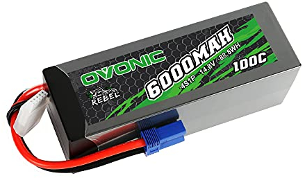 OVONIC 4S Lipo Akku 14.8V 100C 6000mAh RC Akku mit EC5 Anschluss für RC Auto Boot LKW Buggy Associated Team DIY Hobby