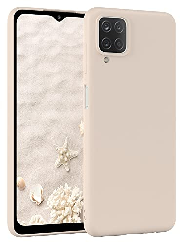 EAZY CASE - Silikonhülle für Galaxy A12 Hülle Silikon Case Beige weich stoßfeste Handyhülle Schutzhülle mit Kameraschutz Dünn Premium Schutz Cover TPU Phone Bumper in Pastell Taupe Matt