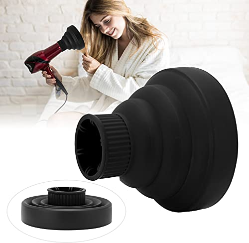 Diffuseur en silicone pour sèche-cheveux, portable, pour voyage, avec buse, noir