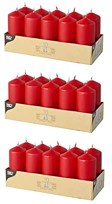 PAPSTAR Stumpenkerzen/Säulenkerze Rot (30 Stück)