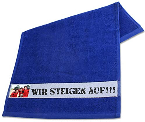 INDIGOS UG - Walkfrottier Handtuch blau mit Foto individuell Bedruckt Motiv - selbst gestalten - 50x100 cm - personalisierte Geschenk-Idee - 100% Baumwolle - Fotohandtuch mit eigenem Wunschtext