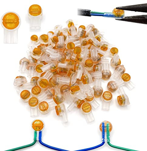 LIUJINCAN 100PCS UY2 K2 Network Cable Connectors, Telephone Wire Gel-Filled Connectors Waterproof Button Orange