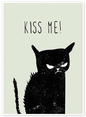 Kiss me cat Poster von Amy and Kurt 50 x 70 cm Wandbilder Wanddeko