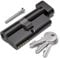 Bwintech Serrure à cylindre Euro 70 mm (35T/35) noir, serrure à barillet de porte, bouton avec 3 clés standard, anti-crochetage, anti-choc, anti-perçage, haute sécurité pour portes UPVC, bois,