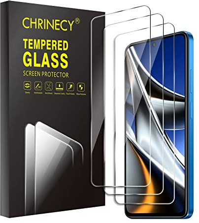 CHRINECY 3 Piezas Protector de Pantalla para Xiaomi Poco X4 Pro 5G,Cristal Vidrio Templado,9H Dureza,Anti-Arañazos,Alta Definición,Cristal Templado Membrana,Transparente
