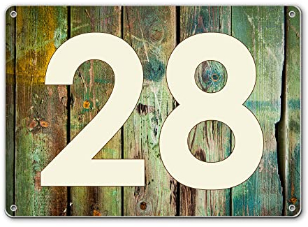 banjado® Hausnummernschild personalisierbar Motiv Grünes Holz - Hausschild personalisiert Draußen mit Straßennamen möglich - Hausnummernschild Edelstahl versch. Motive - inkl. Montagematerial