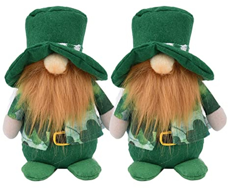 St. Patrick's Day Gnom, 2PCS Kobold-Plüsch-Puppe, Elfe, Gesichtslose, Grüne Irische Ornamente mit Hut für St. Patrick's Day Decor, Grünes Blatt, Festivalpuppe(Herren)