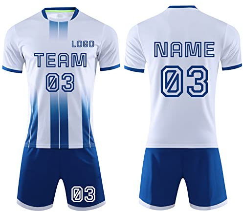 LJYTMZ Personifizieren Fussball Trikot Kinder Erwachsene Hemd & Kurze Set mit Nummer Name Team Logo Fußballtrikot Geschenke für Jungs