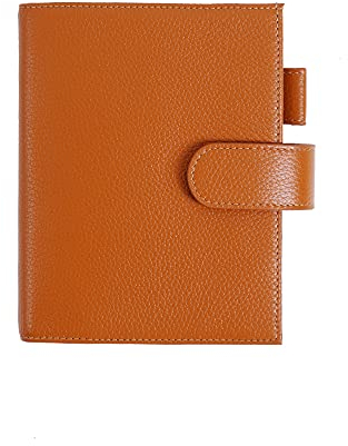 Moterm Leder Cover für A6 Notizbuch - Passt Hobonichi Cousin,Stalogy und Midori MD Planer,mit Stiftschlaufe,Kartenfächer und hintere Tasche (Kiesel-Gebranntes orange)