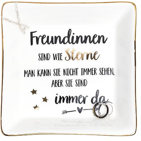 Darlena Freundinnen sind wie Sterne Dekoschale | Beste Freundin Geschenk, Geburtstagsgeschenk | Schmuckschale, Schmucktablett mit Spruch | BFF Geschenke für Freundin zum Geburtstag oder Weihnachten