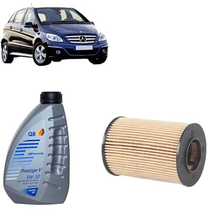 Kit filtro olio + 5L olio Q8 5W30 per Classe B W245 B150 B160 B170 B180 B200 benzina (2005-2011)