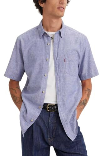 Levi's Sunset Chemise à Manches Courtes pour Homme 1 Poche, Coastal Fjord, XS