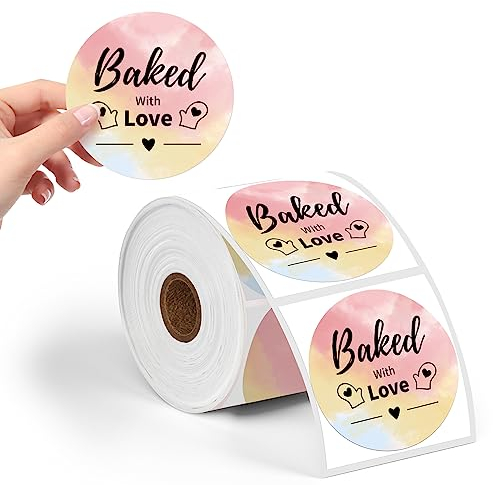 Phomemo 2 Runde Gemischte Farben Etiketten 750 Etiketten/Rolle, kompatibel mit MUNBYN, Phomemo, Polono Etikettendrucker, BPA-freie Versandetiketten Selbstklebende Thermoetiketten für Logo, Code