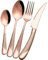 Exeton Luxury Signature 16 PCS Cutlery Set, for 4 People, Stainless Steel 18/8, Silver, Gold, 2-in-1 Steak Knives, Dishwasher Safe (Signature - Rose Gold, 16)