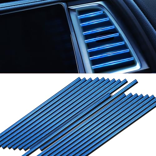 Huiguli 30 Piezas Tiras Decorativas de Ventilación de Coche, Aire Acondicionado de Automóvil Salida de Ventilación Rejillas, Accesorios de Coche para Todas Las Salidas de Ventilación Rectas (azul)