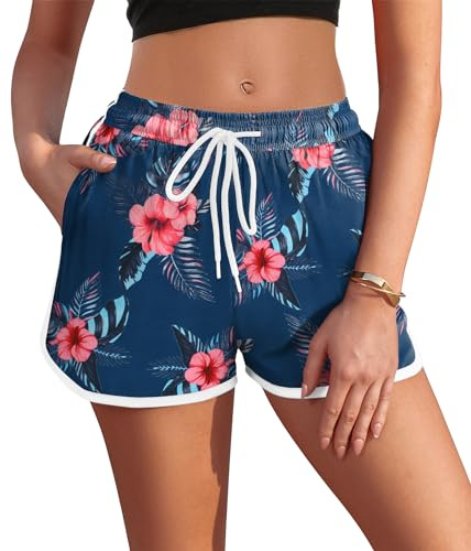 AI'MAGE Short de Bain Femme Bas de Maillot de Bain Eté Shorts de Course à Pied Femme avec Slip Intérieur et Poche Latérale Sport Shorts pour l'Yoga Jogging Natation Plage Piscine