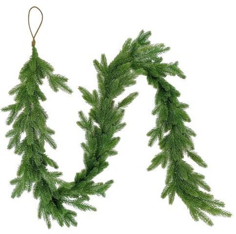1 Packung Weihnachten Norfolk Kiefer Girlande, 3,6 m künstlicher Weihnachtskranz, künstliche Grüngirlande, fühlt sich echt an, Zedernholzgirlande, Weihnachtstürkranz für drinnen und draußen,