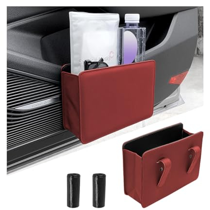 JNNJ Universal Faltbare Mülltonne Papierkorb, Auslaufsicherer Auto-Aufbewahrungsbeutel, Organizer Interieur Aufbewahrungsbeutel (Weinrot)