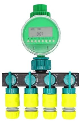 UYSELA Rubinetto for irrigazione con Timer da Giardino Rubinetto a 4 Vie da 1/2 Rubinetto divisore a 4 Vie Timer for irrigazione 16mm Shunt Quattro uscite 1 Set