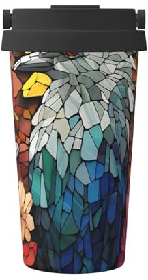 RLDOBOFE Isolierter Kaffeebecher, Mosaik-Collage, Reise-Kaffeetasse, Edelstahl, vakuumisolierter Kaffeebecher für heiße und kalte Getränke, Geschenke für Männer und Frauen, 500 ml