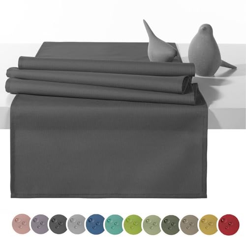 heimtexland Outdoor Tischläufer Garten Tischdecke 45x145 Tischdeko wasserabweisend wetterfest UV-beständig Typ551 Anthrazit