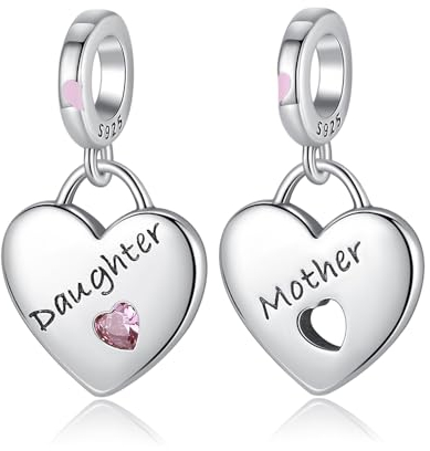 Simphman 925 Sterling Silber Charms Dangles für Armbänder und Halsketten Tochter Mom Love Double Dangle Schmuck Geschenk für Frauen Mädchen Familie Freund