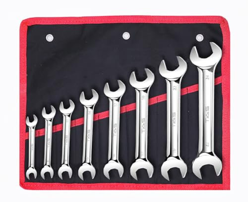 Grekywin Double Open End Spanner Wrench Set, Sizes 6-24mm, Stainless Steel, 8-Piece Combination