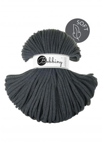 Flechtkordel Jumbo Soft - 8mm - Baumwollkordel Baumwollgarn Garn Kordel Makramee Schnur Kordelband Natur Baumwolle 100m - Charcoal