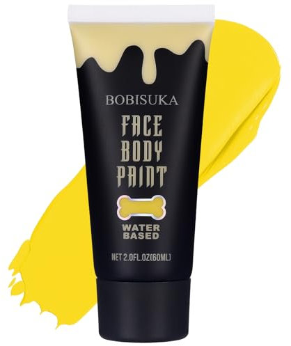 BOBISUKA Peinture Faciale Jaune, Peinture Corporelle Lavable à Base d'Eau pour les Fêtes d'Halloween Art Théâtre Cosplay Clowns