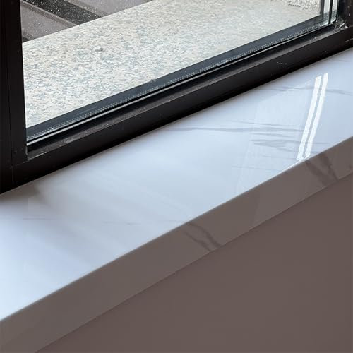 Copertura per davanzale della finestra in stile marmo, finitura bianca, 60 x 30 cm, per scale/finestre, per bagno/cucina, casa, finestre, davanzale, 59,9 x 30 cm