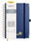 POPRUN Spiral Notebook A5, Taccuino a Quadretti con 141 Pagine Numerate, Quaderno con Etichette Autoadesive e 8 Fogli Staccabili, Carta Spessa 120 GSM, Blu Marino (TJ)