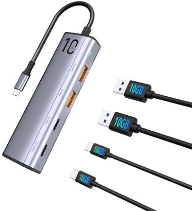 sunshot Hub USB 3.2 de 10 Gbps Gen2 con 4 Puertos para MacBook, iPad, iPhone 15/Pro/MAX, Compatible con Laptop, PC teléfono Tablet Compatible con Unidad Flash USB, Lector de Tarjetas, Mouse, Teclado