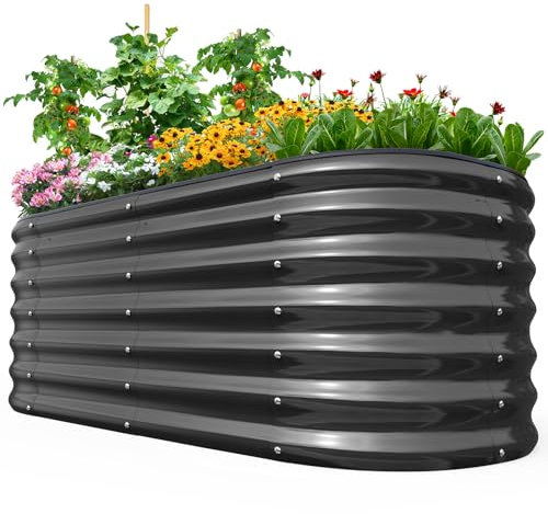 Quictent Hochbeet Metall 240x120x45cm,Wetterfestes Extragroße Pflanzenbeet,Gemüsebeet Pflanzkasten Frühbeet,100% rostfreies Hochbeete-Kit, Gartenbeet für Garten,Grau