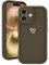 Micoden for iPhone 16 Case Cute Girls Silicone Shockproof Protective Bumper Case with Love Heart Pattern Design for iPhone 16-Brown