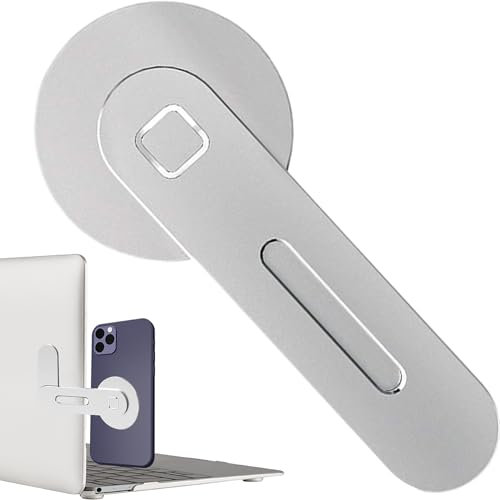 MEKEET 1PCS Magnetic Laptop Phone Holder 90°Adjustable and Foldable Computer Expansion Side Bracket Slim Portable Computer Monitor Side Mount Clip for iPhone MagSafe Series and All Phones