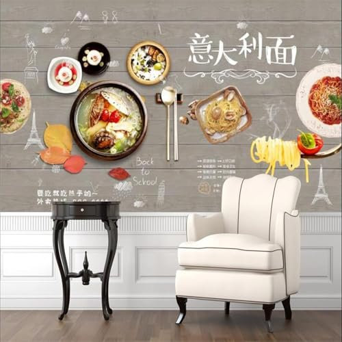 Gourmet-Nudel-Meeresfrüchte-Suppe 3D Tapete Büro Wohnzimmer Sofa Schlafzimmer TV Hintergrund Wand Dekoration-200cm×140cm