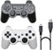 PS-3 Controller 2 Pack, Dual Shock 3 Wireless Gamepad Joystick for PlayStation 3, Compatible with PS-3 Console, Ergonomic Design, Rechargeable Battery, Vibration Feedback - 2 Controllers in Set