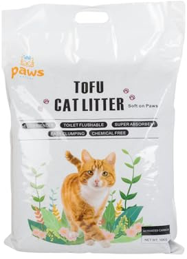 Tofu Cat Litter 10kg | Plant Based Fast Clumping Flushable Cat Litter | Biodegradable Dust Free Odour Control | Eco Friendly Natural Litter for Indoor Cats (Activated Carbon)