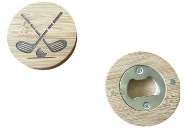 Golf Bottle Opener – Wooden Fridge Magnet with Clubs Design