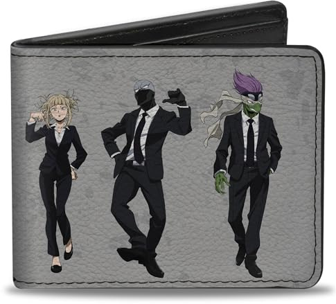 Buckle-Down My Hero Academia Bifold Wallet | My Hero Academia Paranormal Liberation Front Villains Grays Billfold Credit Card and ID Slots Vegan Leather