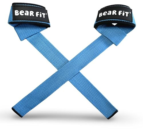 Bear Fit Premium Weight Lifting Wrist Straps for Weightlifting, Deadlifts, Pull-Ups, Rows & Strength Training – Heavy-Duty Gym Wrist Straps with Neoprene Padding for Men and Women