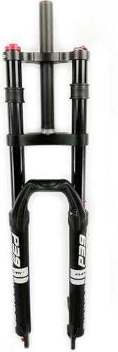 DECAKE Fourche à Suspension pneumatique VTT 26/27,5/29 Pouces, débattement 130 mm, Tube Droit 1-1/8, QR 9 mm, Double épaulement, Verrouillage Manuel, Fourche Avant ultralégère pour VTT (