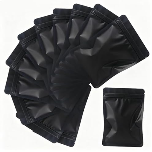100 Pcs Mylar Bags, Resealable Sample Bags Foil Ziplock Bag Cali Packs, Grip Seal Packaging Small Baggies for Food Jewelry Electronics (Black, 7×10 cm)
