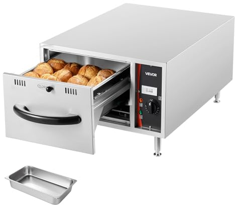 VEVOR Commercial Electric Drawer Warmer, Single-Drawer Stainless Steel Food Warmer, Freestanding Slim Warming Drawer Cabinet, 85°F–185°F Wide Temperature Range, for Restaurant, Hotel, Bakery & Kitchen