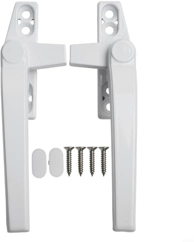 Gdfnmogo Confezione da 2 pezzi in lega di alluminio per maniglia della finestra, kit hardware di ricambio per porte scorrevoli e finestre a battente con meccanismo di bloccaggio in bianco e B (bianco)