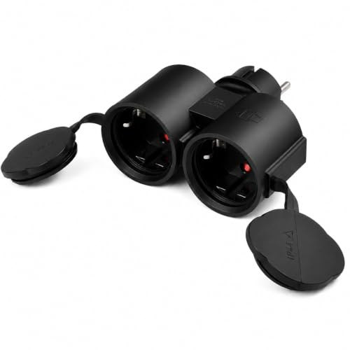 Doppelstecker für Steckdose, Max 3500W/16A/250V IP44 Steckdosenadapter