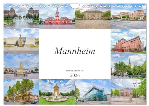 Mannheim Impressionen (Wandkalender 2026 DIN A4 quer), CALVENDO Monatskalender: Eine geniale Auswahl der schönsten Bildmotive von Mannheim (CALVENDO Orte)
