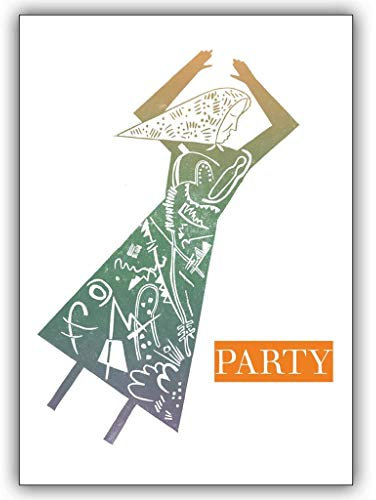 Kartenkaufrausch Party Einladungskarte mit Tanzender in bunt • auch zum direkt Versenden mit Einleger • Laden Sie Freunden & Familie EIN um die schönsten Momente des Lebens zu feiern