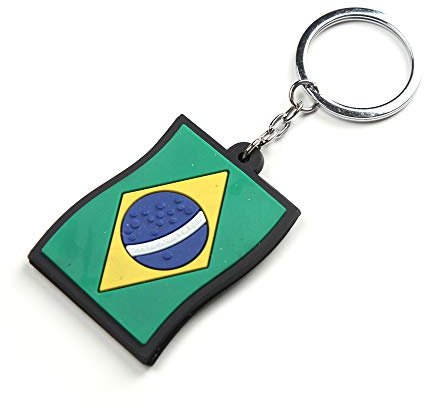 Keyrings Komonee Brazil Flag Rubber Key Chain Novelty Key Ring Country Keychain Brazilian